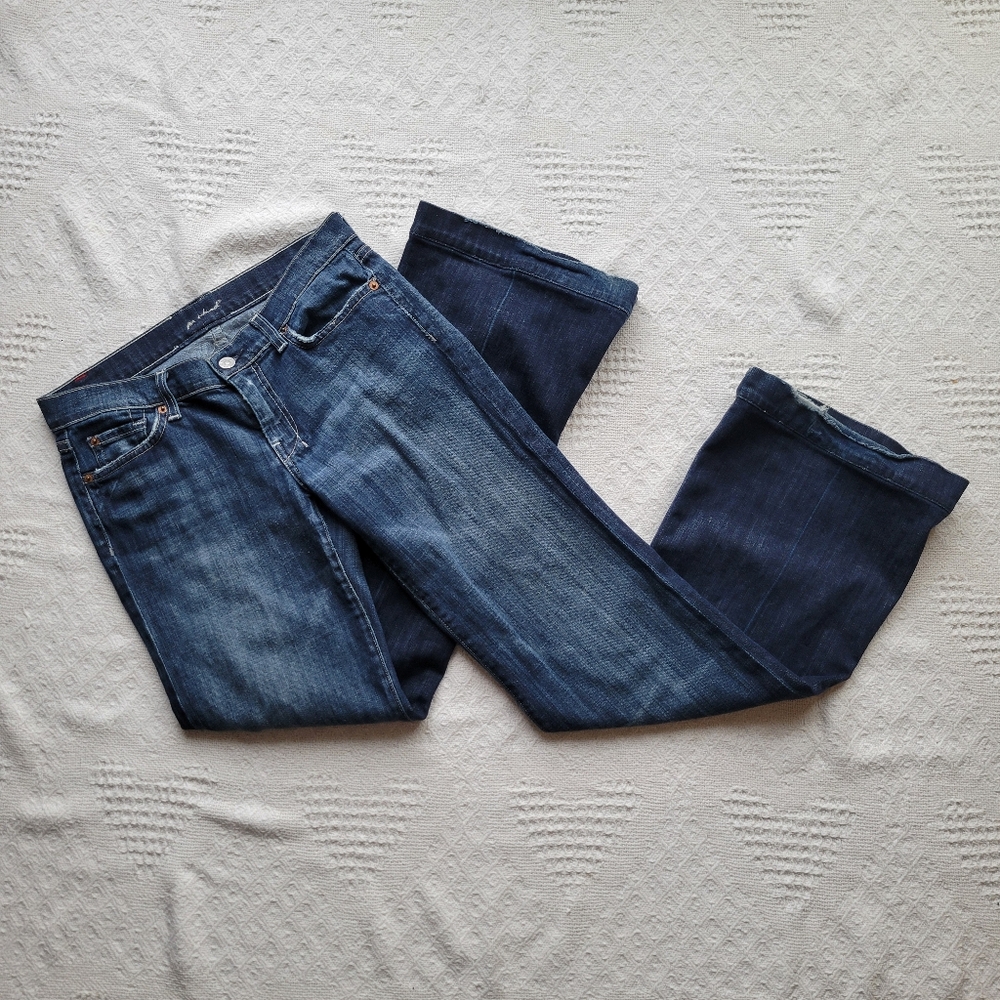 7 for All Mankind DOJO Mid-Rise Flared Denim Jeans, Dark wash